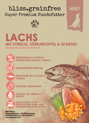 bliss.grainfree Adult Lachs mit Forelle, Süsskartoffel & Spargel - getreidefreies Trockenfutter
