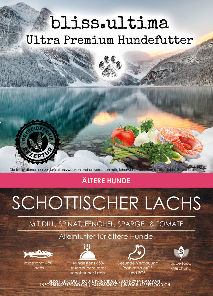bliss.ultima Senior Schottischer Lachs mit Dill, Spinat, Fenchel, Spargel & Tomate