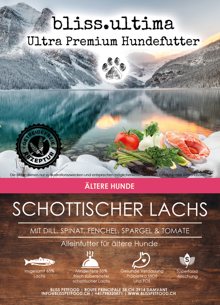 bliss.ultima Senior Schottischer Lachs mit Dill, Spinat, Fenchel, Spargel & Tomate