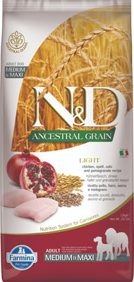 Farmina N&D Adult Light Medium/Maxi Huhn & Granatapfel 12kg - 4yourdog