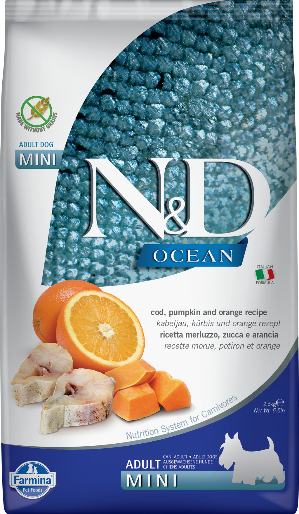 Farmina N&D Adult Mini Kabeljau, Kürbis & Orange 2.5kg - 4yourdog