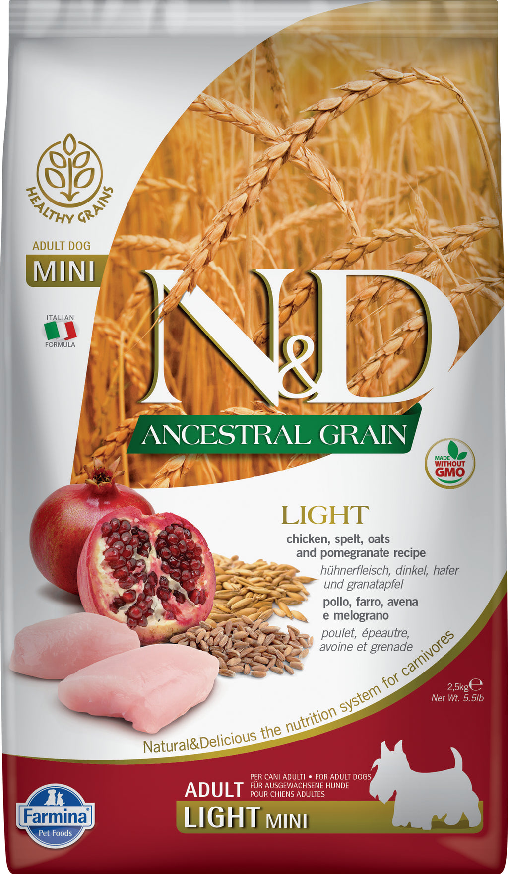 Farmina N&D Adult Light Mini Huhn & Granatapfel 2.5kg - 4yourdog