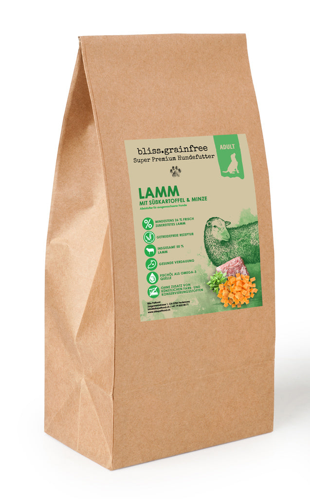 bliss.grainfree Adult Lamm mit Süsskartoffel & Minze - getreidefreies Trockenfutter