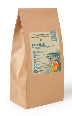 bliss.grainfree Senior & Light Forelle mit Lachs, Süsskartoffel & Spargel
