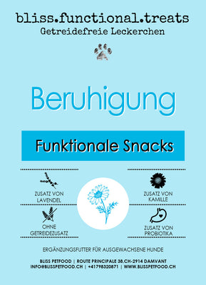 bliss.functional.treats Leckerchen Beruhigung - Premium Enten- und Hühnchen-Leckerchen zur Beruhigung von Hunden, Getreidefrei & Hochwertig, mit Lavendel, Kamille, Probiotika, hoher Fleischanteil